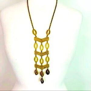 Stella & Dot Gold Metal Long Dangle Boho Women's Statement Necklace